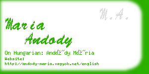 maria andody business card